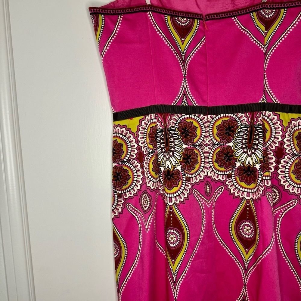 Laundry By Shelli Segal Pink A-Line Strapless Paisley Print Dress Size 10 - Picture 6 of 6